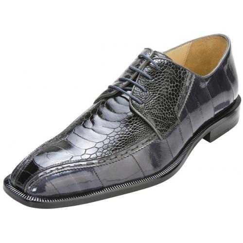 Belvedere "Cava" Grey Genuine Ostrich/Eel Shoes